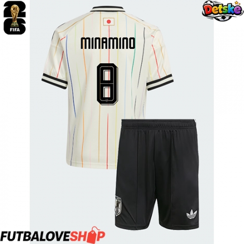 Dres Japonsko Takumi Minamino #8 Preč pre deti MS 2026 Krátky Rukáv (+ trenírky)